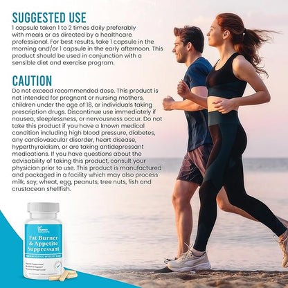 DR VITAMIN SOLUTIONS Fat Burner for Women & Men - Appetite Suppressant for Weight Loss - Pills w/Metabolism Booster Thermogenic Weight Loss Supplement - Chromium, Caffeine & Green Tea - 30 Ct.