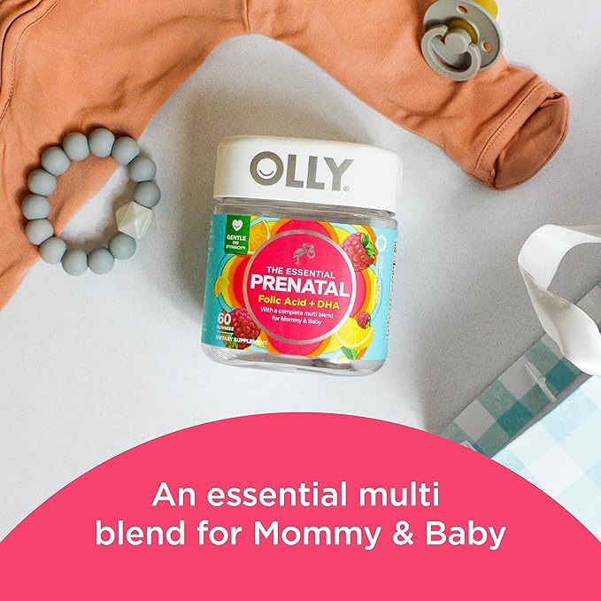 OLLY The Essential Prenatal Gummy Multivitamin, 30 Day Supply (Gummies), Sweet, Folic Acid & Undeniable Beauty Gummy, for Hair, Skin, Nails, Biotin, Vitamin C, Keratin