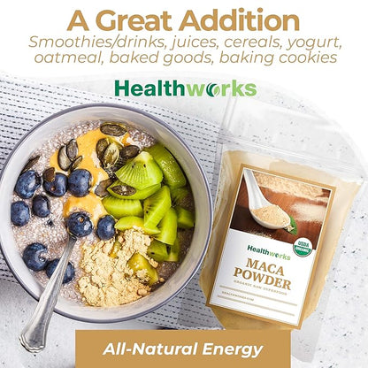 Healthworks Superfoods Organic Maca Powder Raw - 32 Oz / 2 Lbs - Certified Organic Flour Use - Keto, Vegan & Non-GMO - Premium Peruvian Origin - Breakfast, Smoothies, Baking & Coffee - Antioxidant