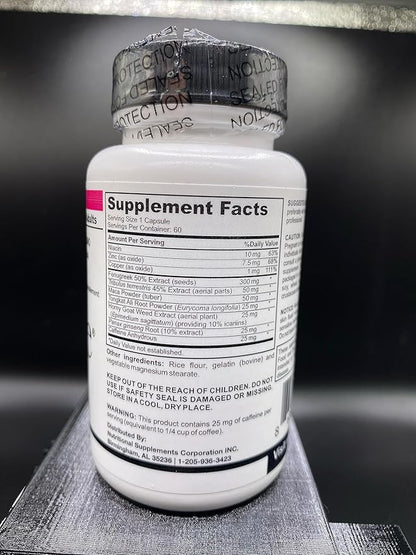 NSC Male Bedroom Support - Nutrients for Wellness in The Bedroom - Complements Original Balance Systems, Moods, Mens Energy & Vigor - Niacin, Zinc, Fenugreek, Maca Powder, Caffeine - 60 ct.
