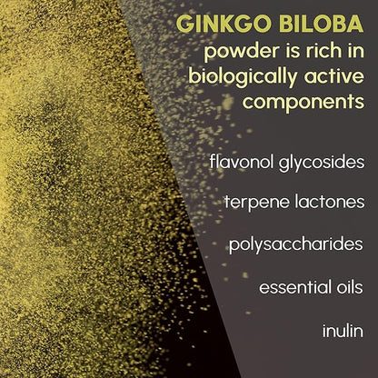 Ginkgo Biloba Powder 8 oz - Pure Natural Supplement, Brain Support, Mental Alertness, Filler Free