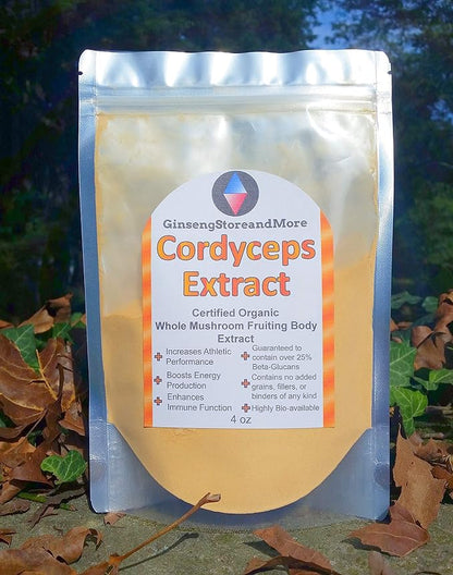 4oz Organic Cordyceps Mushroom Extracted From Real Mushroom Fruiting Bodies from Nammex | >30% Beta-Glucans | Cordyceps Militaris | β-Glucan for Energy, Immune System, Athletic Performance
