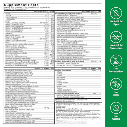 Force Factor Smarter Greens Superfoods Powder to Support Digestion, Gut Health, Bloating, Greens Powder with Probiotics, Prebiotics, Digestive Enzymes, & Adaptogens, Pomegranate Berry, 60 Servings