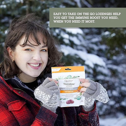 Quantum Health TheraZinc USDA Organic Blood Orange Zinc Lozenges For Adults and Kids, For Immune System Support, Individually Wrapped & Bagged, 18 Ct.