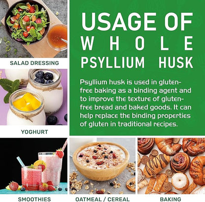 Jiva Organics Whole Psyllium Husk (Isabgol) 1.75 LB (28 Oz) Jumbo Bag - Non-GMO, Unflavored - Keto Friendly, Soluble Fiber