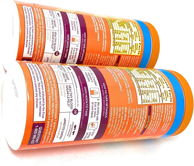 Metamucil Sugar Free Fiber Supplement, Orange Smooth 260 Servings