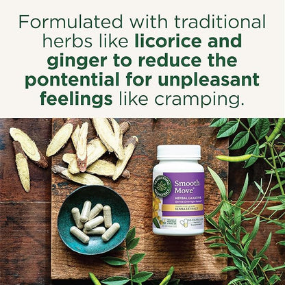 Traditional Medicinals Smooth Move Senna Laxative Capsules, Natural Herbal Constipation Relief, 50 Capsules (Pack of 2)