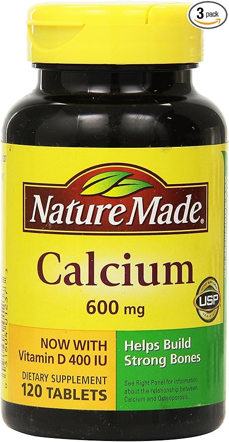 Nature Made Calcium 600 mg with Vitamin D3 for Immune Support, Tablets, 60 Count, helps support Bone Strength (Pack of 3)