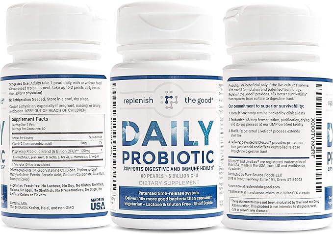 Daily Probiotic - 6 Billion CFU - Supports Digestive Health -15x More Effective Than Regular Capsules - Relieves Gas, Bloated Stomach & Acid Reflux (60 Count)
