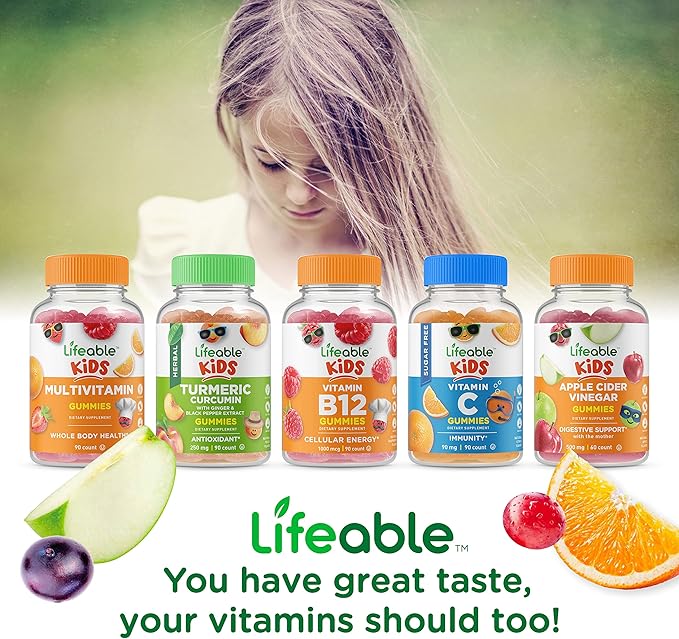 Lifeable Biotin Kids + Vitamin D3 + Vitamin K2 Kids, Gummies Bundle - Great Tasting, Vitamin Supplement, Gluten Free, GMO Free, Chewable Gummy
