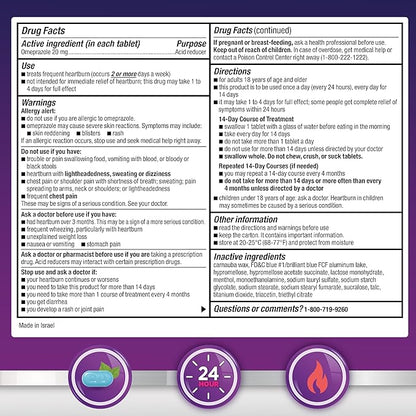 Amazon Basic Care Omeprazole Delayed Release Tablets 20 mg, Cool Mint, Acid Reducer, Treats Frequent Heartburn, 14 Count