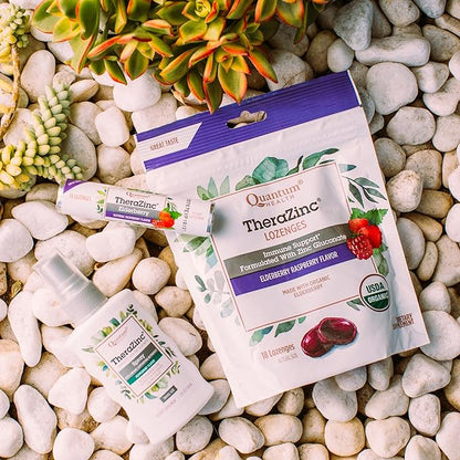 Quantum Health TheraZinc USDA Organic Blood Orange Zinc Lozenges For Adults and Kids, For Immune System Support, Individually Wrapped & Bagged, 18 Ct.