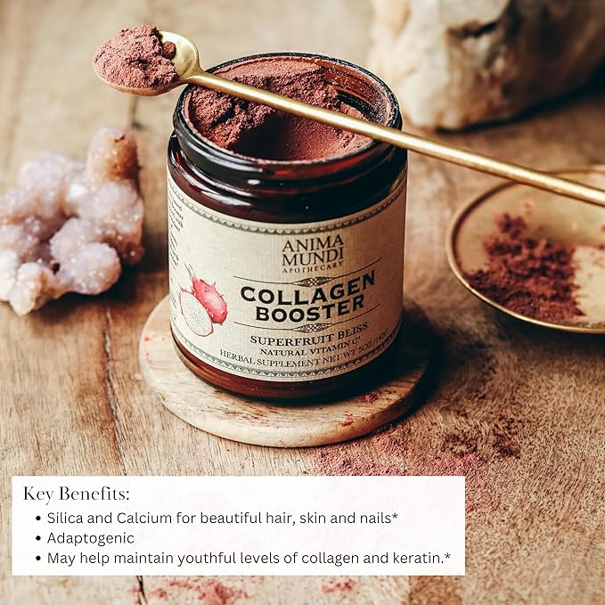 Anima Mundi Apothecary Vegan Collagen Booster Powder, Vanilla Rose Chai Spice - Beauty Supplement for Skin, Hair & Nails - Collagen Support Powder for Glowing Skin - Easy Drink Mix-in (5oz)