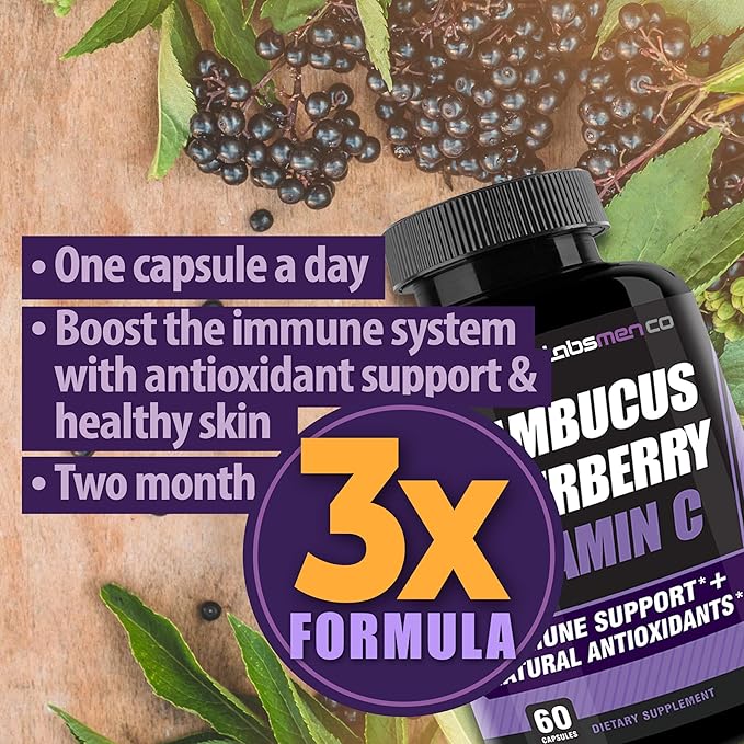 Sambucus Elderberry Immune Support Supplement/Daily Immune Boosters for Adults, Season Change w/Elderberry Vitamin C & Zinc Support Respiratory Health & Increase Antioxidant, 2-Mons