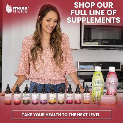Maxx Herb Red Maca Root Extract - Max Strength Liquid Drops Absorb Better Than Powder or Capsules, for Stamina, Memory and Focus - Alcohol Free - 4 Bottles, 4 Oz Each (240 Servings)