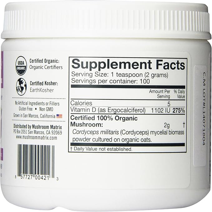 Om Organic Mushroom Superfood Powder, Cordyceps, 100 Servings, Energy and Endurance Support Supplement, 7.05 Ounce (Pack of 1)