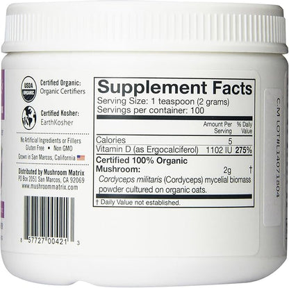 Om Organic Mushroom Superfood Powder, Cordyceps, 100 Servings, Energy and Endurance Support Supplement, 7.05 Ounce (Pack of 1)