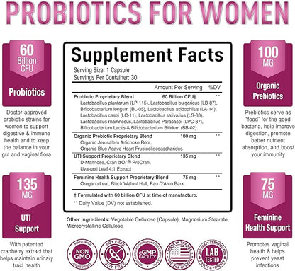 Purely Optimal Premium Probiotics (Various Types) with Organic Prebiotics & Digestive Enzymes (30 Count (Pack of 1), Unflavored)