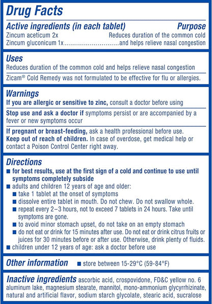 Zicam Cold Remedy Zinc Rapidmelts, Citrus Flavor, 25 Count (Pack of 1)