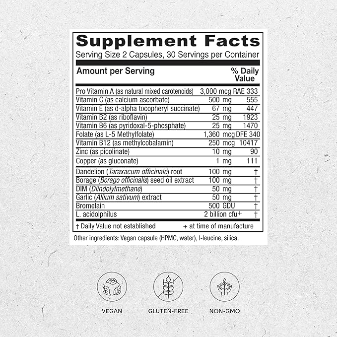 Vitanica OC Companion, Oral Contraceptive Support, Vegan, Non-GMO, 60 Capsules