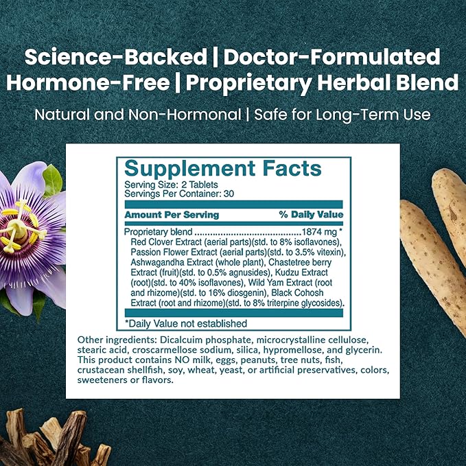 Herbal Equilibrium™ - Natural, Full-Spectrum Relief for Peri/Menopause Symptoms with 7 Proven Herbal extracts (30 Day Supply)