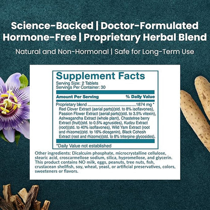 Herbal Equilibrium™ - Natural, Full-Spectrum Relief for Peri/Menopause Symptoms with 7 Proven Herbal extracts (30 Day Supply)