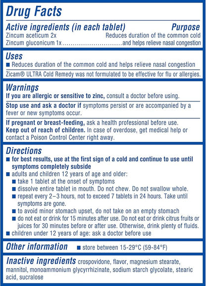 Zicam Cold Remedy Zinc Rapidmelts, Cherry Flavor, 18 Count (Pack of 1)