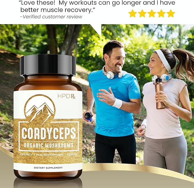 Premium Organic Cordyceps Mushroom Extract Performance Supplement for Energy, Endurance and Immunity | 2250 mg, 240 Capsules, Pack of 2