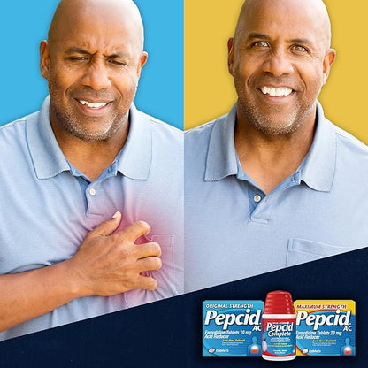 Pepcid AC Maximum Strength Heartburn Relief Tablets, OTC Medicine Prevents & Relieves Heartburn Due to Acid Indigestion & Sour Stomach, 20mg Famotidine Acid Reducer, Fast-Acting, 1 x 50 ct