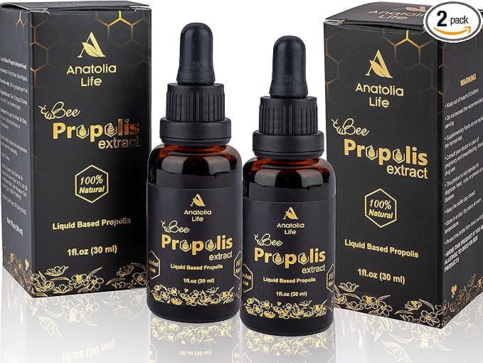 Natural Bee Propolis Extract, 30 mL, Advanced Liquid Tincture Immune System Booster and Seasonal Defense, Pure High Potency Herbal Supplement, Non-GMO (Propolis (2) Pack)…