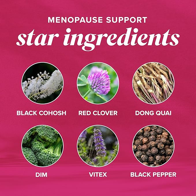 Menopause Vitamins Beadlets with Black Cohosh, Red Clover & More | Hot Flashes, Night Sweats & Mood Support | Menopause Supplements for Women with Dong Quai, Chaste Tree Berry & DIM | Non-GMO 30ct