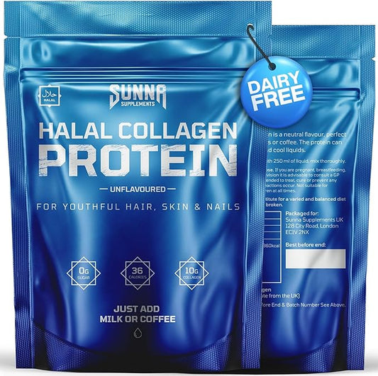 Halal Bovine Collagen Protein Powder for Hair Skin Nails and Joints - Type (I, III) Hydrolysed Premium Bovine Collagen Peptides for Women and Men | Gluten Free | Unflavoured