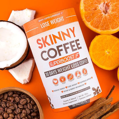 Skinny Coffee Super Boost Weight Loss Coffee, Fat Burners for Men & Women, Sugar-Free, Keto, Vegan, Reduces Bloating, Supports Energy & Metabolism, Appetite Suppressant for Weight Loss (Pack of 3)