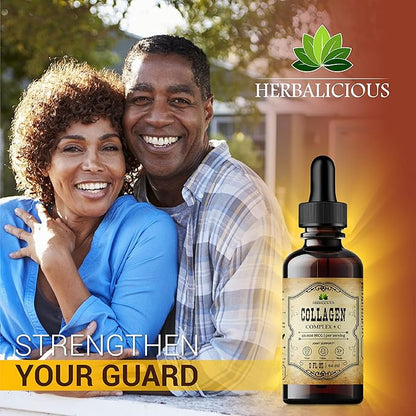 Collagen Complex + C - Liquid Collagen Supplement With Marin Cartilage, Hydrolyzed Fish Collagen, Vitamin C - Helps Support Joint, Hair, Skin, Nail Wellness - Vegetarian Formula, 2 fl. oz