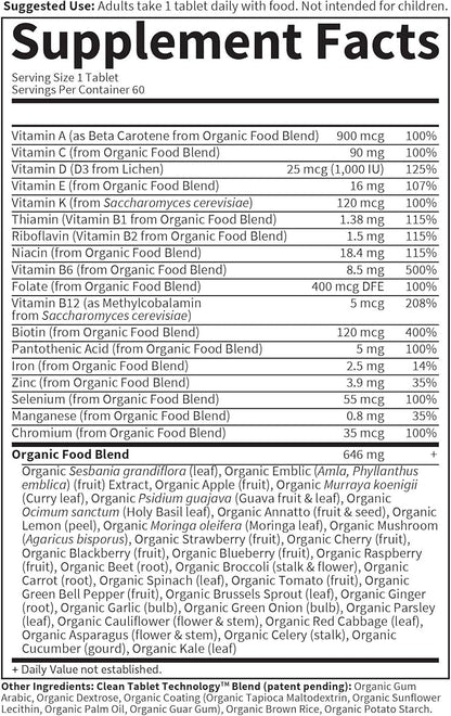 Garden of Life Multivitamin for Women - Organics Women's Once Daily Multi - 60 Tablets, Whole Food Multi with Iron, Biotin, Vegan Organic Vitamin for Women's Health, Energy Hair Skin and Nails