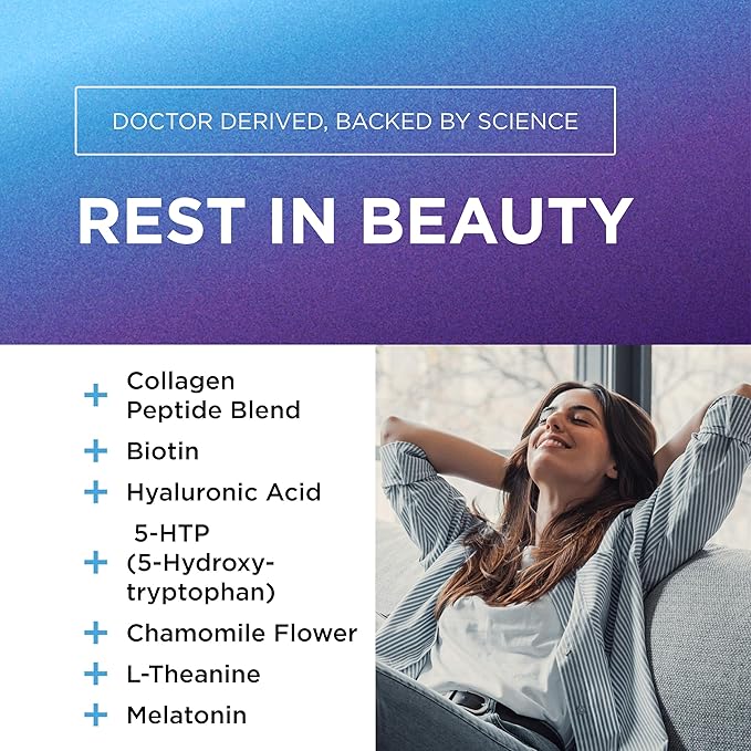 DR. EMIL NUTRITION Collagen Peptides Powder Plus Sleep Support - Collagen Powder for Women with 5-HTP, Melatonin & L-Theanine - Collagen Supplements with Biotin for Hair, Skin & Nails