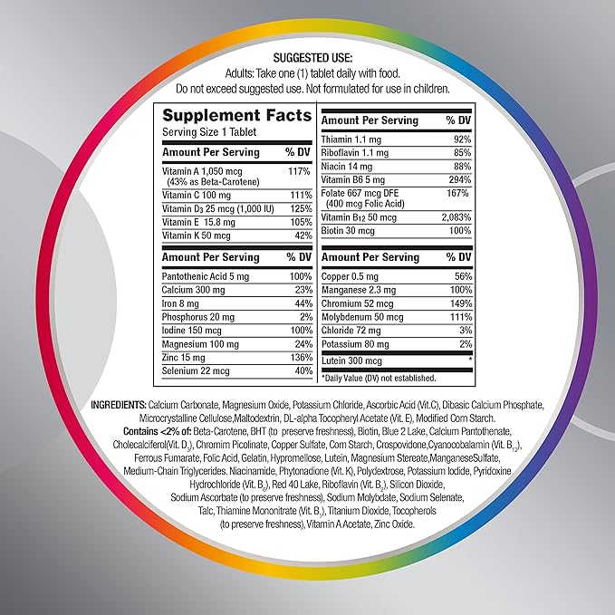Centrum Silver Women's Multivitamin for Women 50 Plus, Multivitamin/Multimineral Supplement with Vitamin D3, B Vitamins, Non-GMO Ingredients, Supports Memory and Cognition in Older Adults - 100 Ct