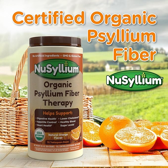 Psyllium Husk Powder USDA Organic, 21 Oz, Dietary Fiber Supplement with Brown Sugar, Helps Promote Digestive Health* Unflavored, 85 Servings