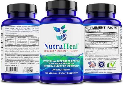 Dietary Supplement - with Vitamin D3, Calcium HMB, Zinc & Bromelain - Support Post Surgery Recovery, Workout, Sports & Exercise Injuries - Natural Immunity Booster - 120 Capsules per Bottle