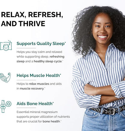 Sandhu's Magnesium Glycinate 400mg Capsules with Quercetin | Quality Sleep, Relaxation, Muscle, Bone Health & Immune Support | 120 Count (Pack of 3) | Easy to Swallow | for Women and Men