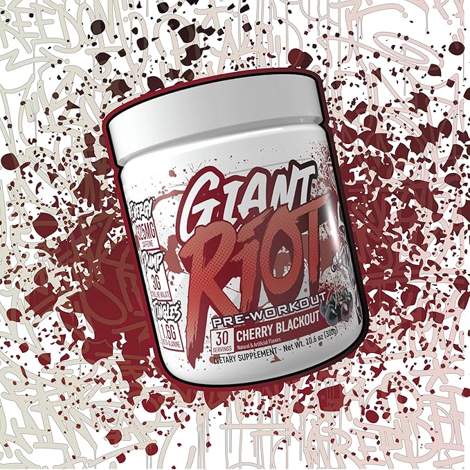 Giant Riot Pre-Workout Powder (30 Servings, Cherry Blackout)